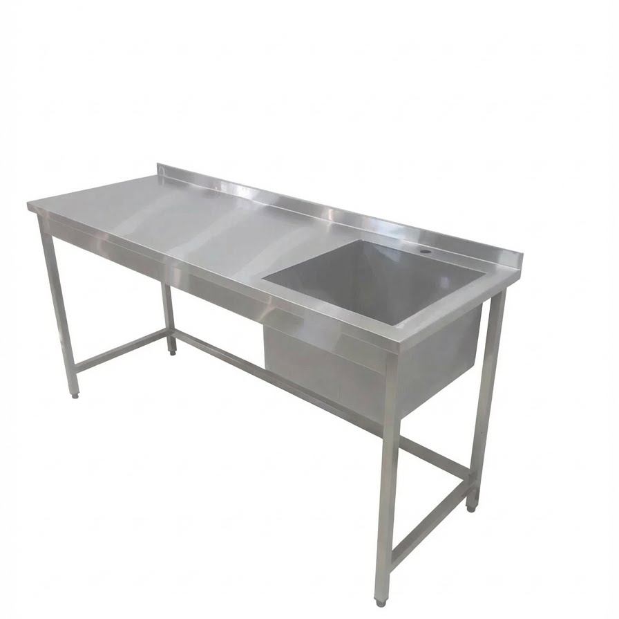 Стол с мойкой из нержавейки